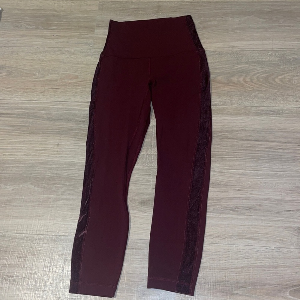 Lulu lemon Maroon Velvet Trim High Waisted